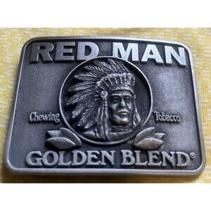 Vintage 1994 Redman Golden Blend Belt Buckle Silver Pinkerton Chewing Tobacco